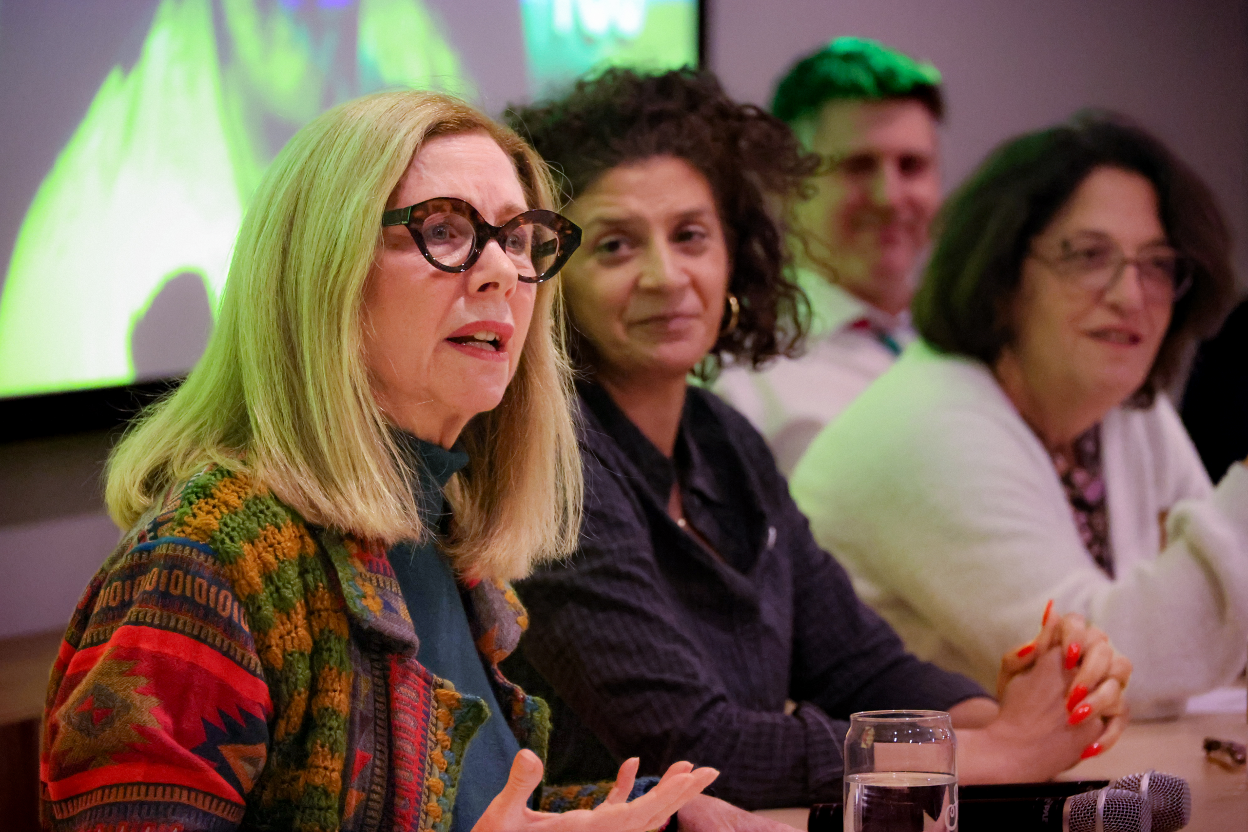 State Rep. Lisa Willner speaks at Queer Kentucky’s Queer Politics in the Bluegrass panel in Louisville, joined by policy expert Jackie McGranahan, Sen. Karen Berg, and Fairness Campaign Executive Director Chris Hartman.