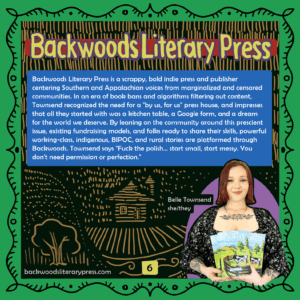 Illustrated page featuring Kentucky artist and organizer Belle Townsend, describing how mutual aid begins by listening to community needs and responding with care.