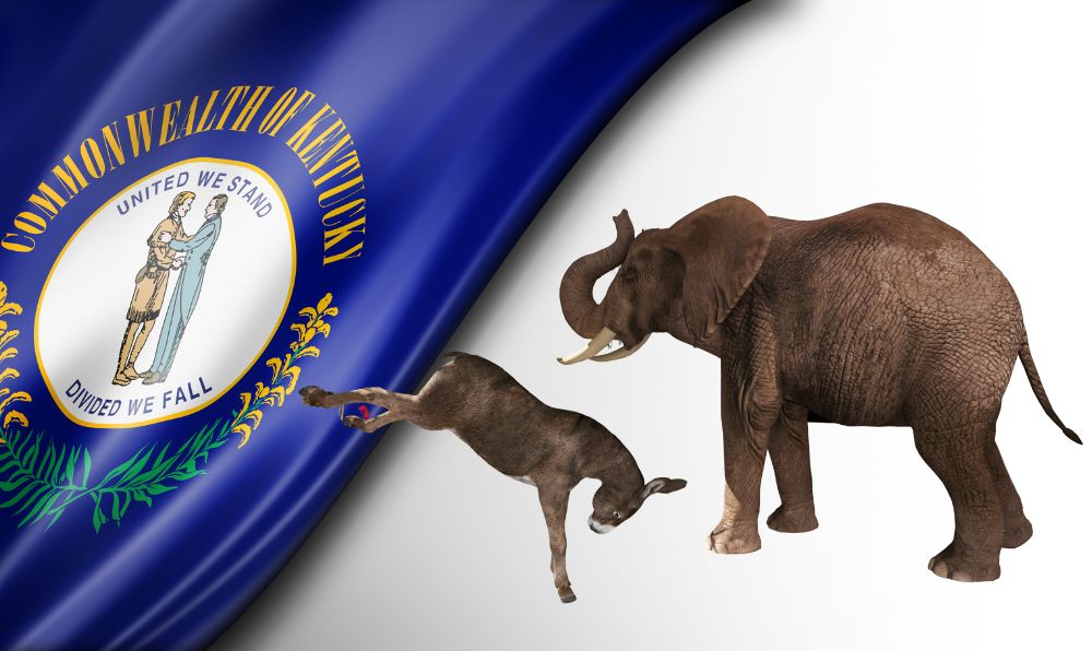 Illustration symbolizing Kentucky’s 2026 ballot, representing Republican and Democratic parties and Kentucky House and Senate candidates.