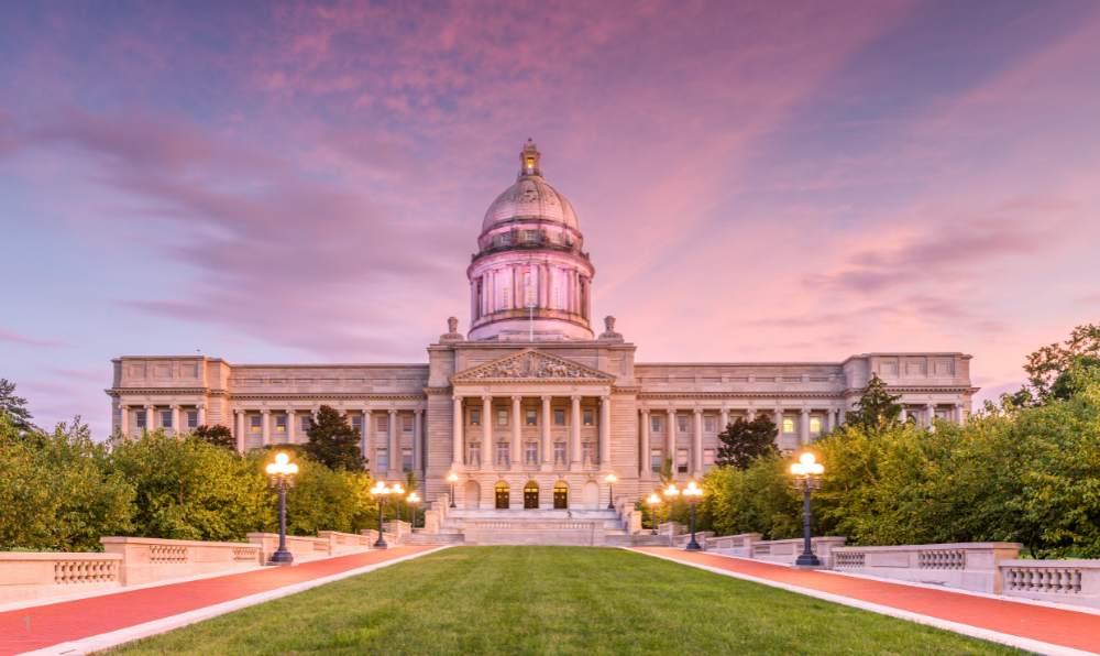 The Kentucky State Capitol in Frankfort, symbolizing the legislative process and how bills become law in Kentucky.